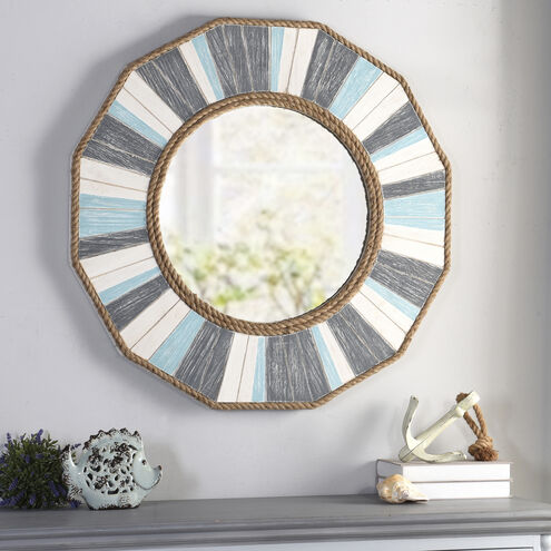 Montauk 33 X 33 inch Gray/Cream/Blue Wood Wall Mirror