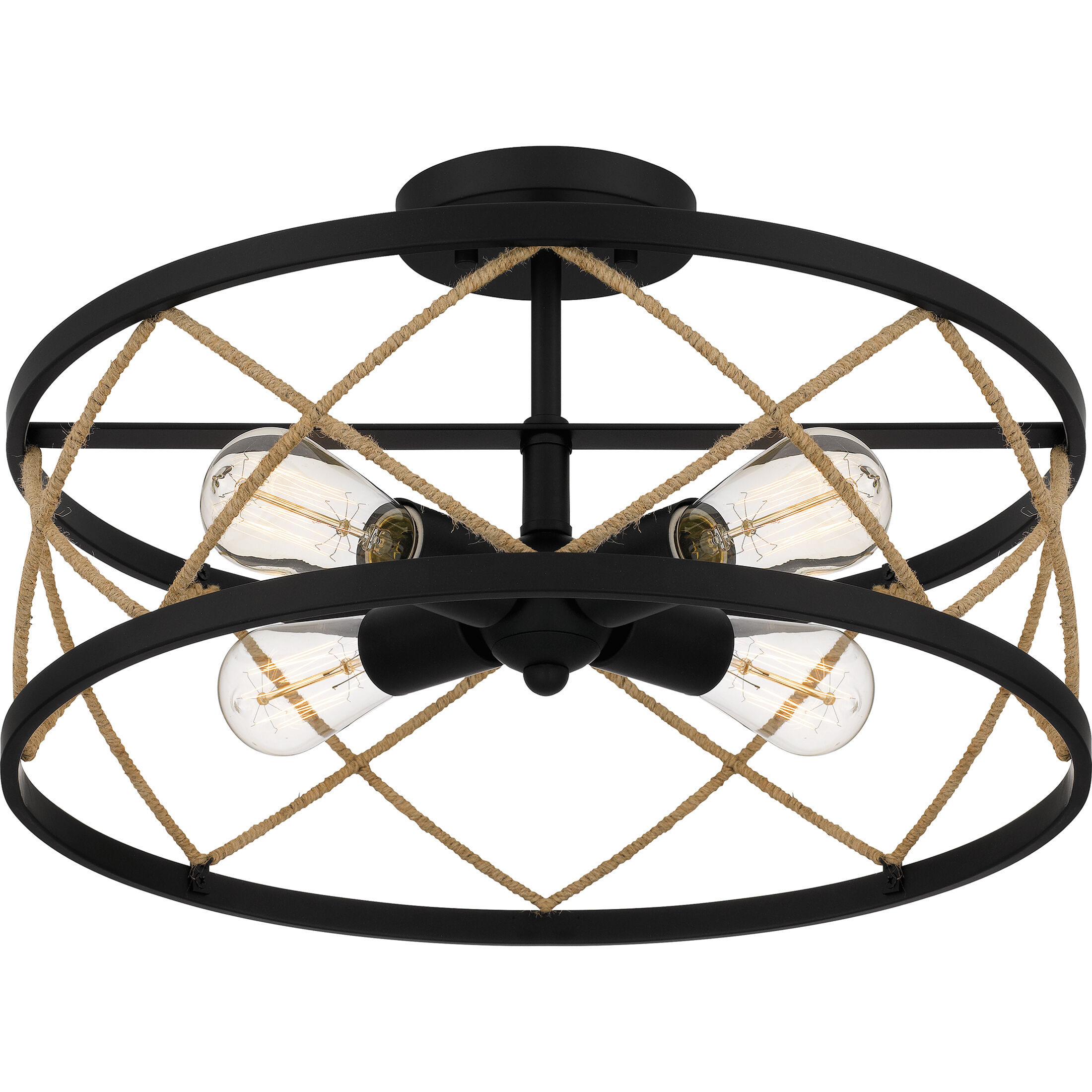 Cedar Park 4 Light 18 inch Matte Black Semi-Flush Mount Ceiling Light