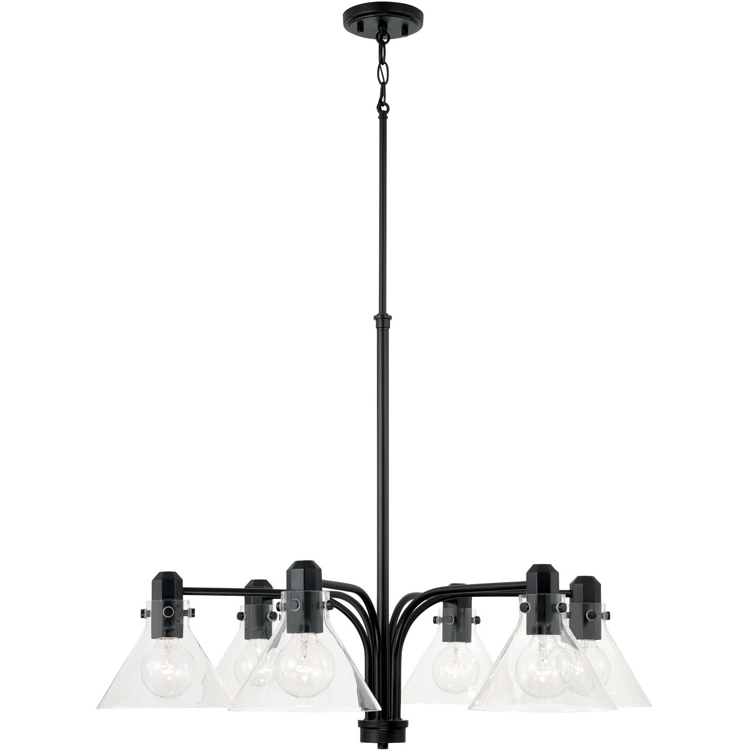 Greer 6 Light 33 inch Matte Black Chandelier Ceiling Light