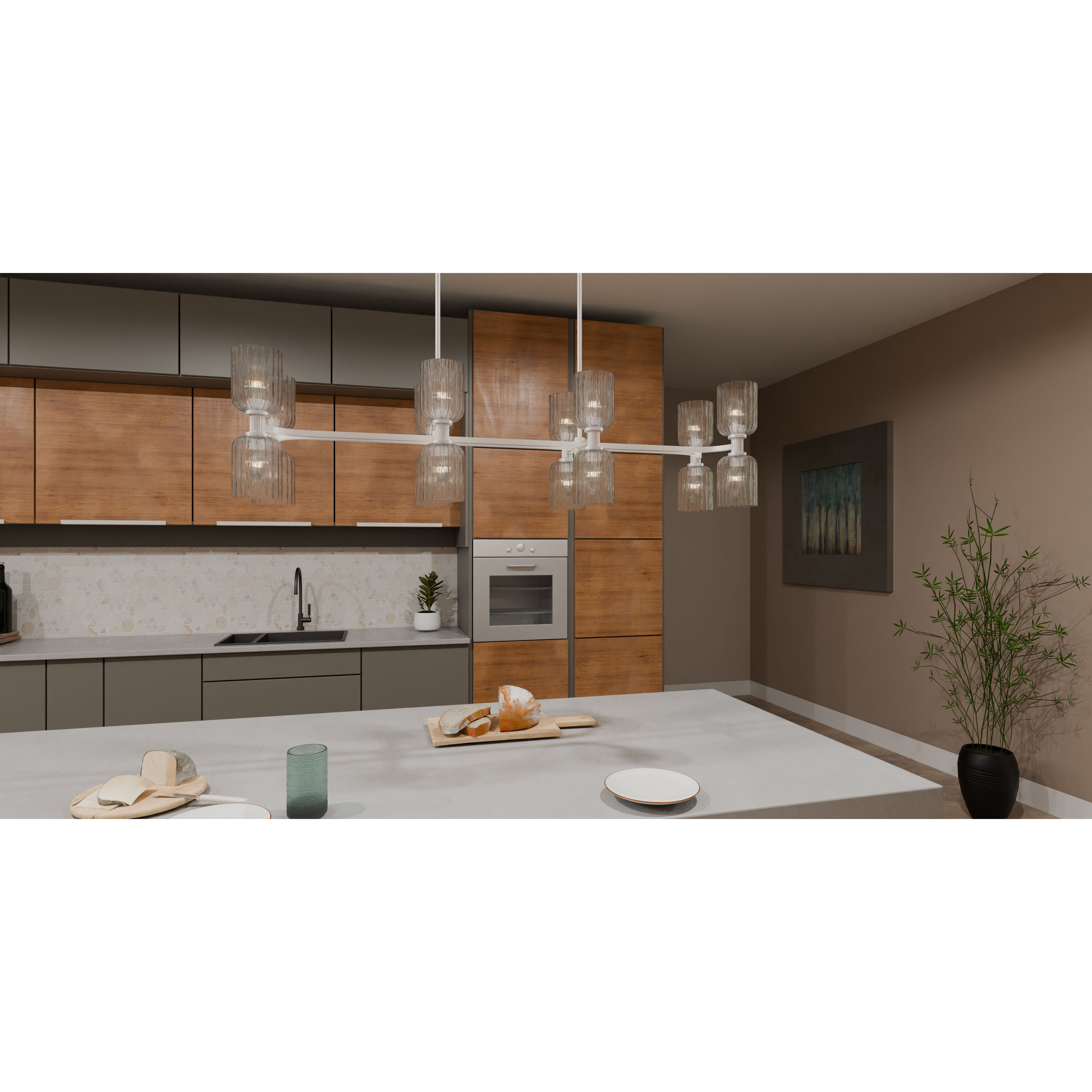 Ramada 16 Light 46 inch Brushed Nickel Island Light Ceiling Light, Large