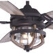 Barnes 21.26 inch Matte Black and Rustic Oak with Driftwood-Black Walnut Blades Ceiling Fan