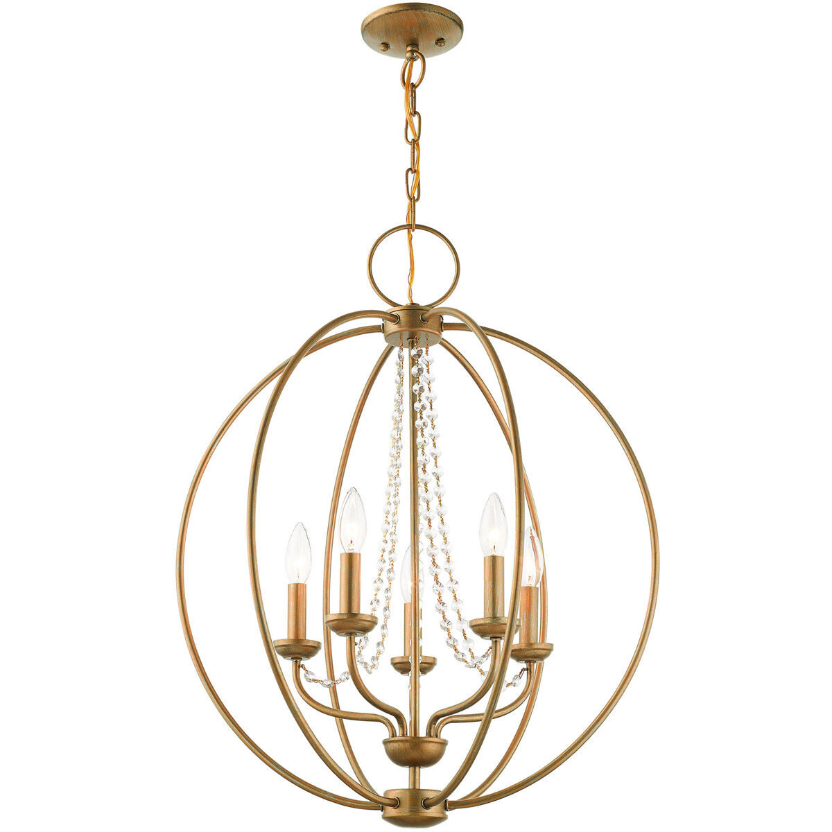 Arabella 5 Light 22 inch Antique Gold Leaf Chandelier Ceiling Light