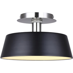 Jessa LED 12.75 inch Black/Brushed Nickel Flush Mount Ceiling Light in Black and Brushed Nickel