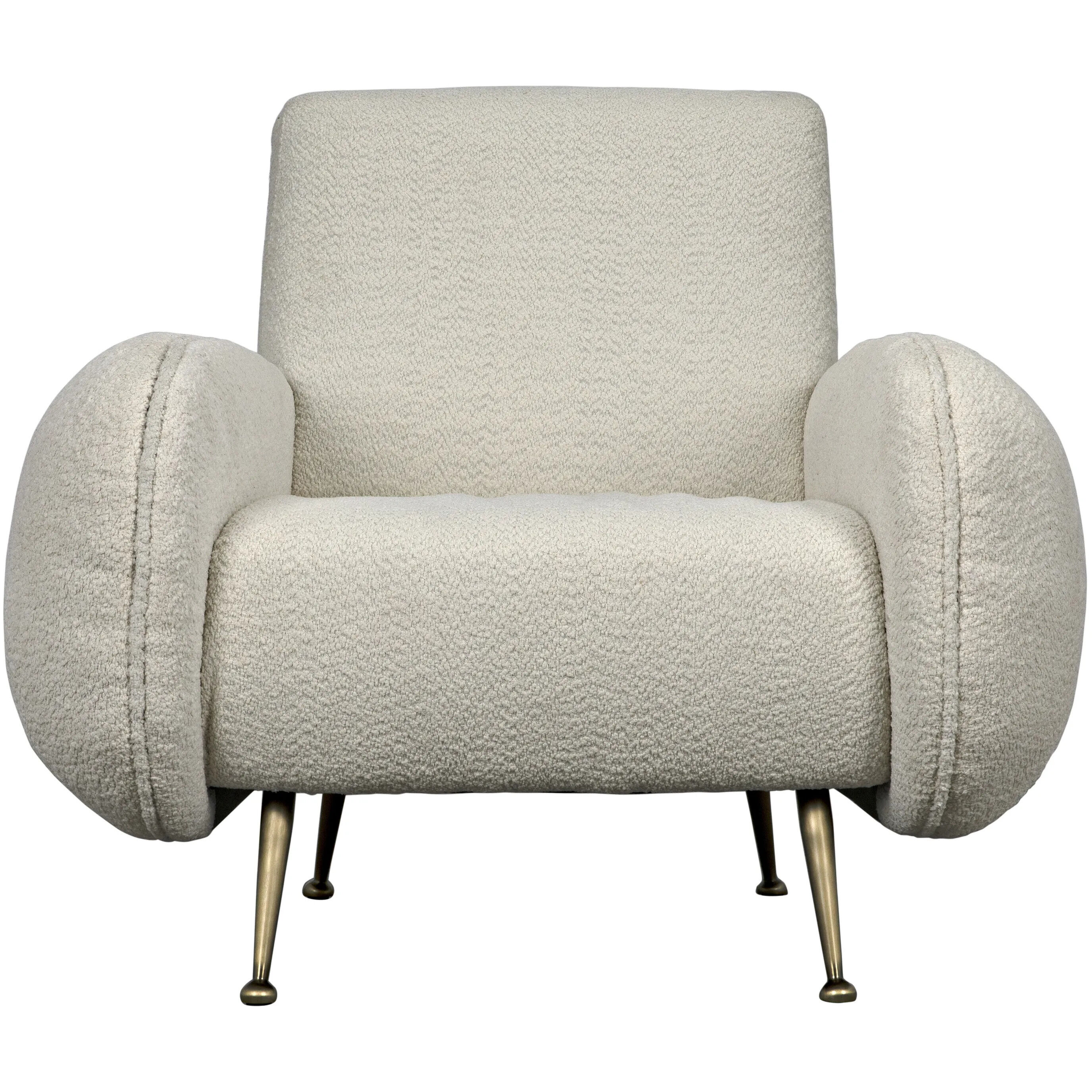 Hera Antique Brass and Off White fabric Occasional Chair