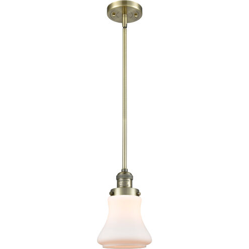 Franklin Restoration Bellmont 1 Light 7 inch Antique Brass Mini Pendant Ceiling Light in Incandescent, Matte White Glass, Franklin Restoration
