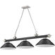 Cordon 3 Light 58 inch Matte Black and Brushed Nickel Billiard Ceiling Light in Matte Black Steel