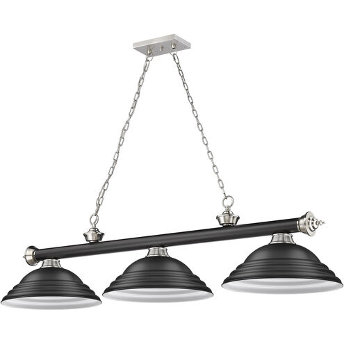 Cordon 3 Light 58 inch Matte Black and Brushed Nickel Billiard Ceiling Light in Matte Black Steel
