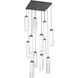 Ledgestone LED Matte Black Chandelier Ceiling Light, Square Multi-Port