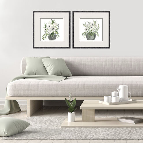 Florals Gray and Green and Neutral Framed Art