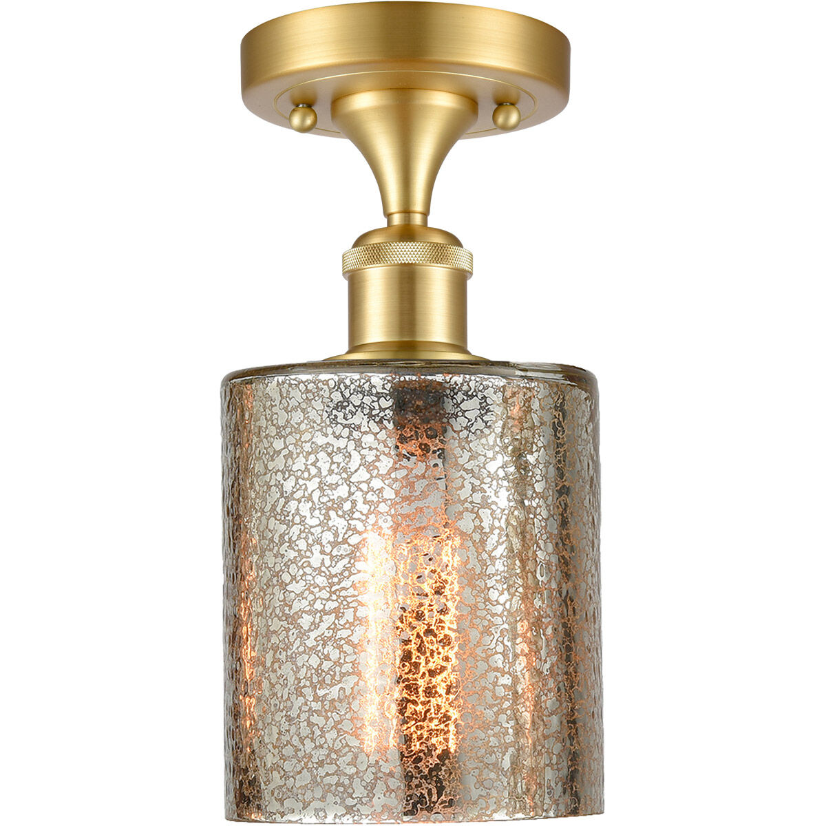 Ballston Cobbleskill 1 Light 5 inch Satin Gold Semi-Flush Mount Ceiling Light in Mercury Glass, Ballston