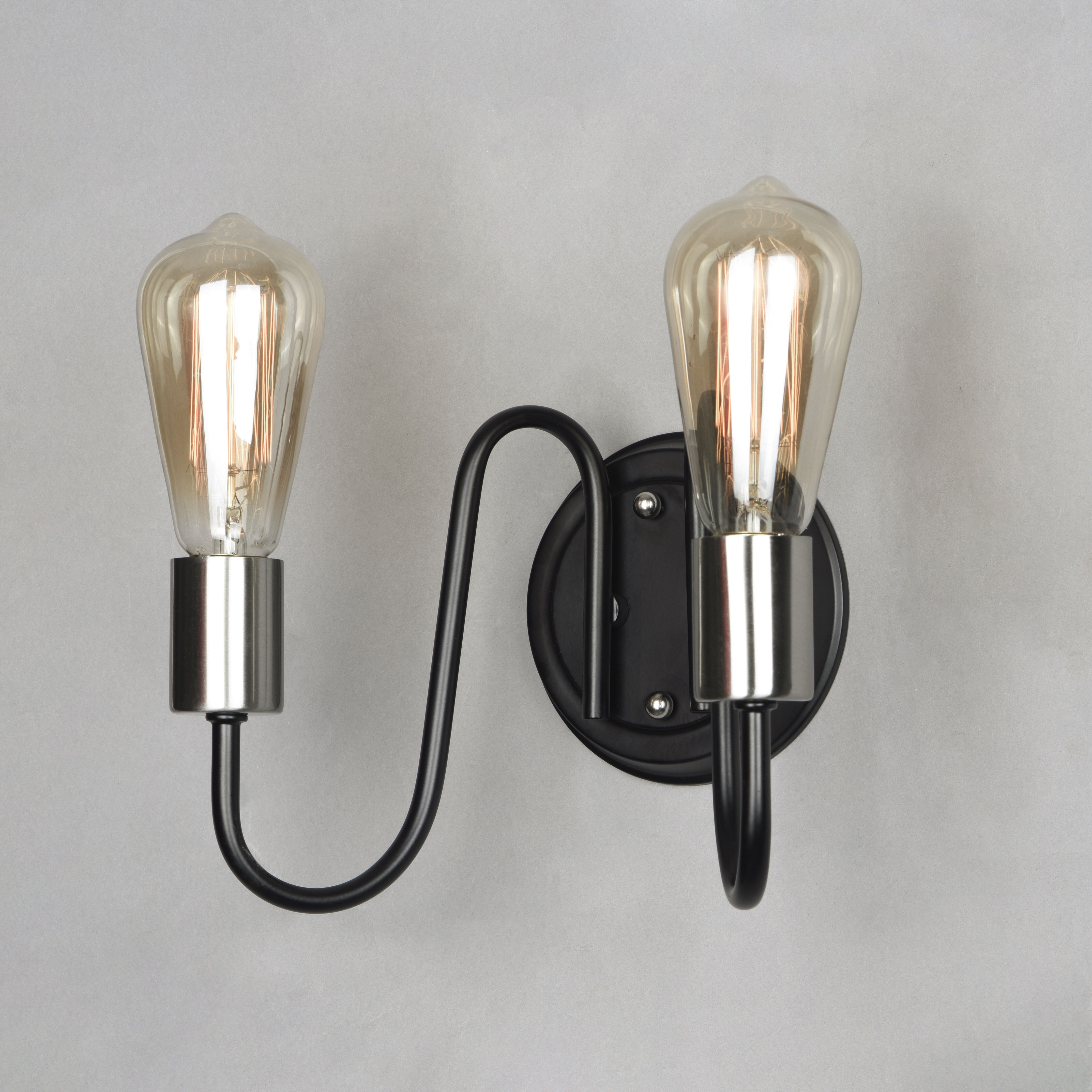 Haven Wall Sconce Wall Light in Black and Satin Nickel