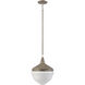 Mid-Century Schoolhouse 1 Light 12 inch Pecan with Polished Nickel Mini Pendant Ceiling Light