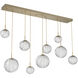 Gaia LED 70 inch Gilded Brass Linear Multi-Pendant Ceiling Light in Clear, 2700K LED