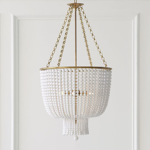 AERIN Jacqueline 4 Light 19 inch Hand-Rubbed Antique Brass Chandelier Ceiling Light in White Acrylic
