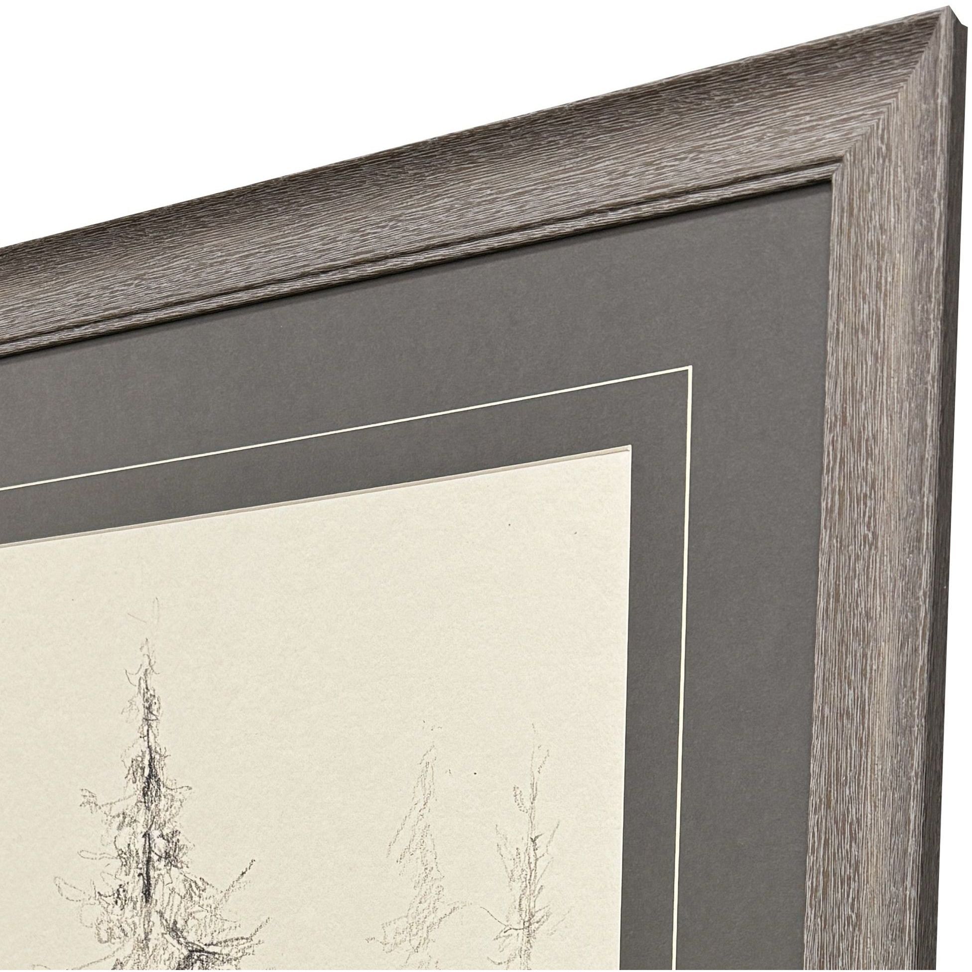 Elegant Pine Black and Beige and Gray Framed Art, Propac