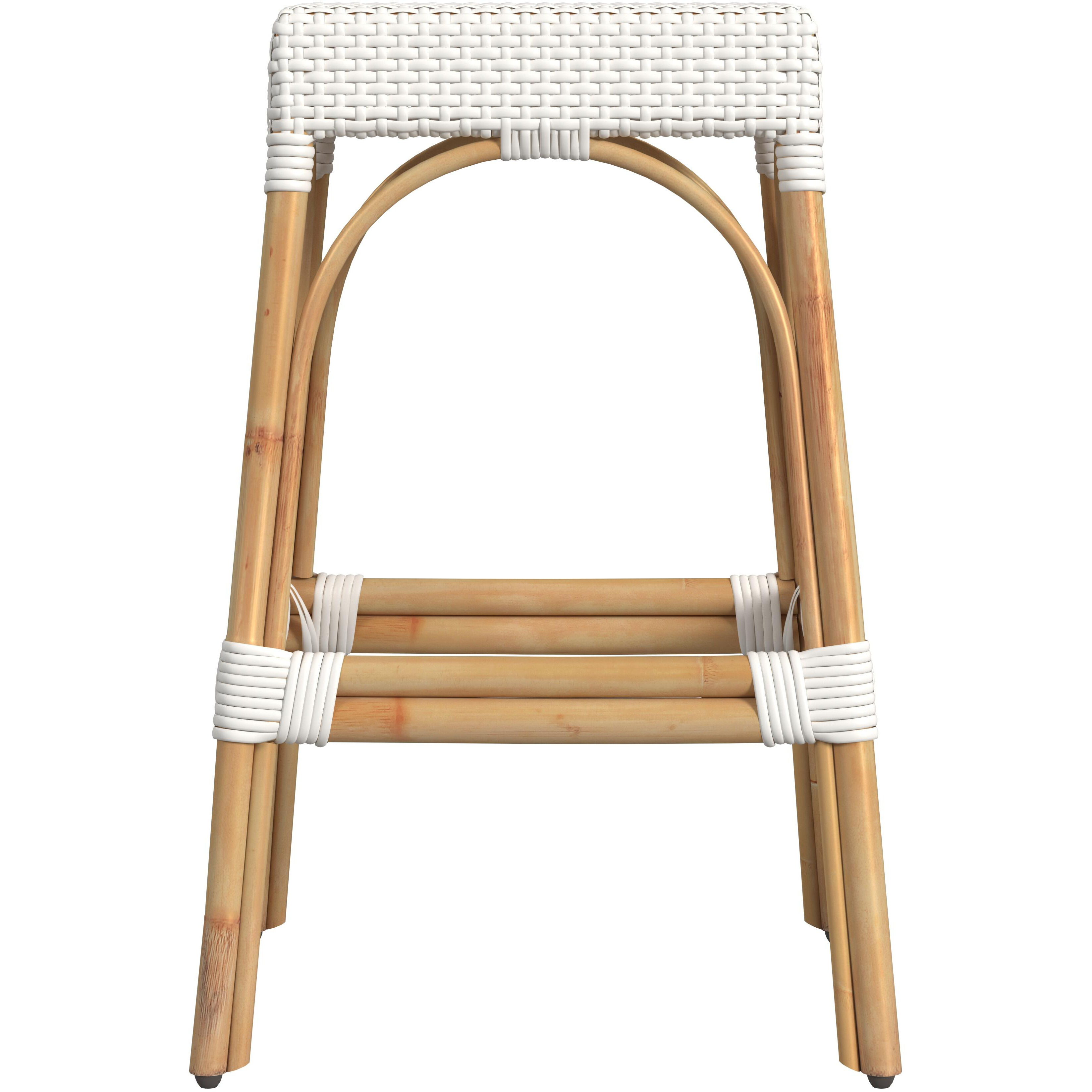 Robias Rectangular Rattan 30" Bar Stool in Glossy White