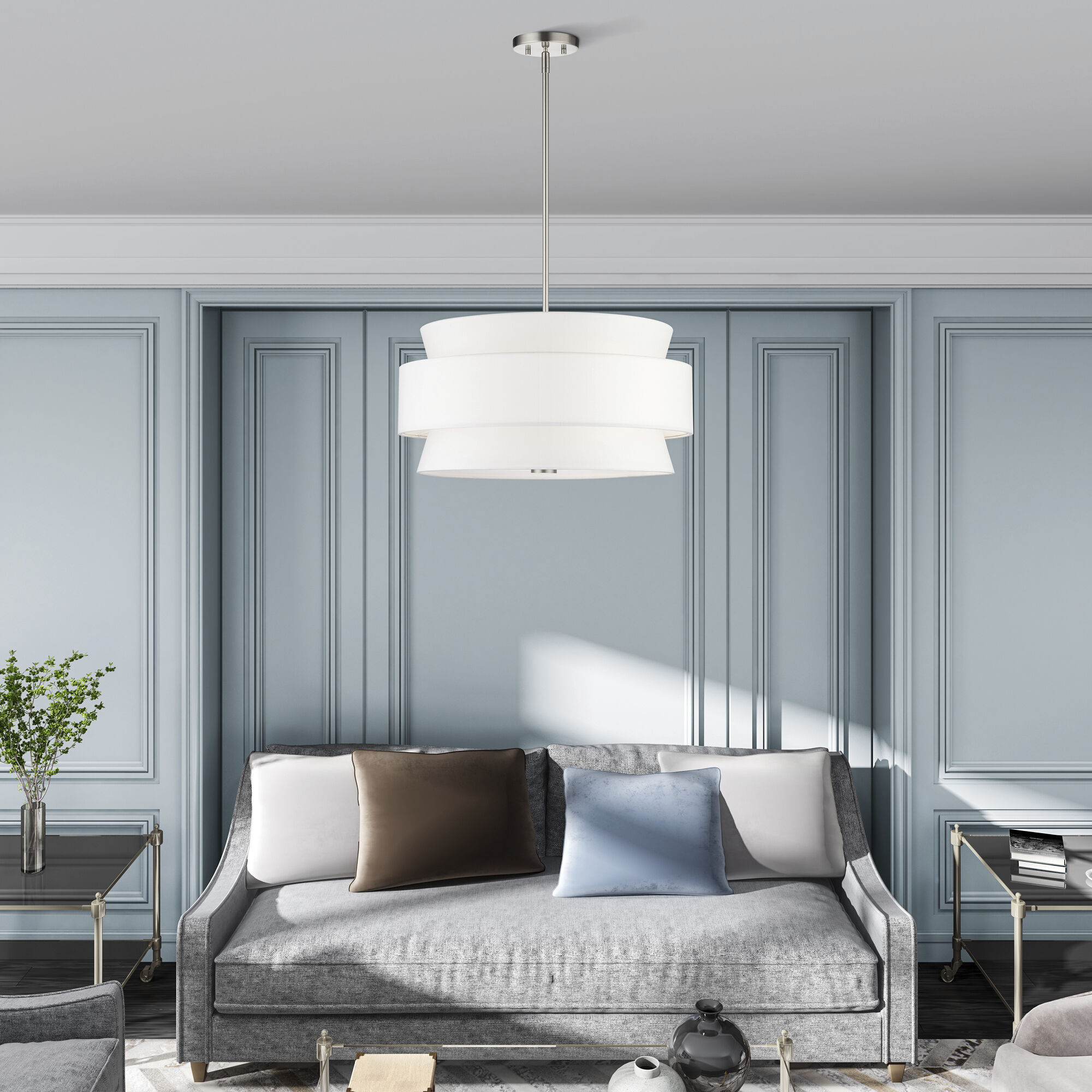 Fontana 5 Light 22 inch Brushed Nickel Pendant Chandelier Ceiling Light