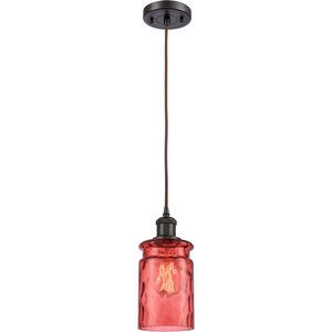 Ballston Candor 1 Light 5 inch Oil Rubbed Bronze Mini Pendant Ceiling Light in Jester Red Waterglass, Ballston