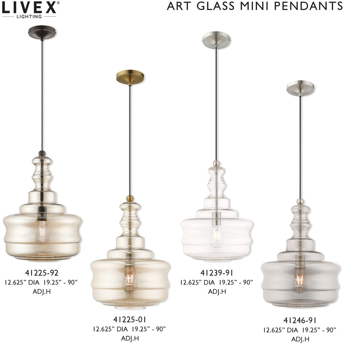 Art Glass 1 Light 13 inch Antique Brass Mini Pendant Ceiling Light