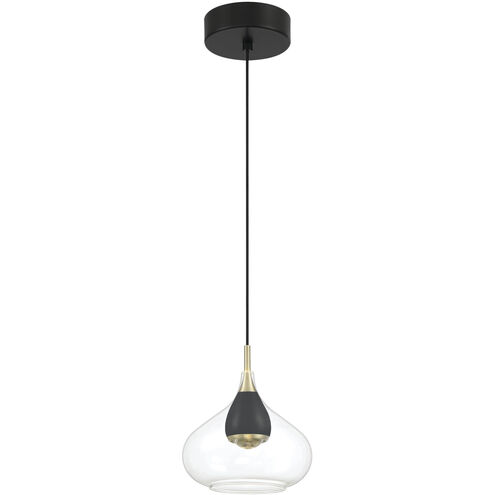 Arabesque LED 7.13 inch Coal And Brushed Gold Mini Pendant Ceiling Light