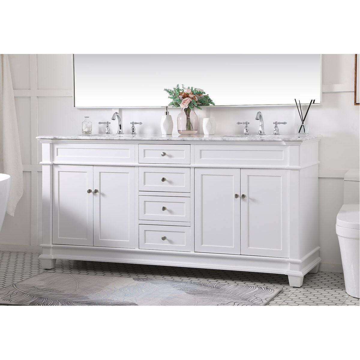 Wesley 72 X 22 X 35 inch White Vanity Sink Set