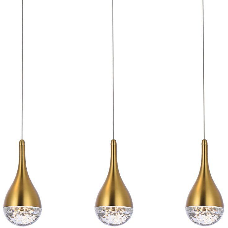 Amherst 3 Light 24 inch Satin Gold Linear Pendant Ceiling Light