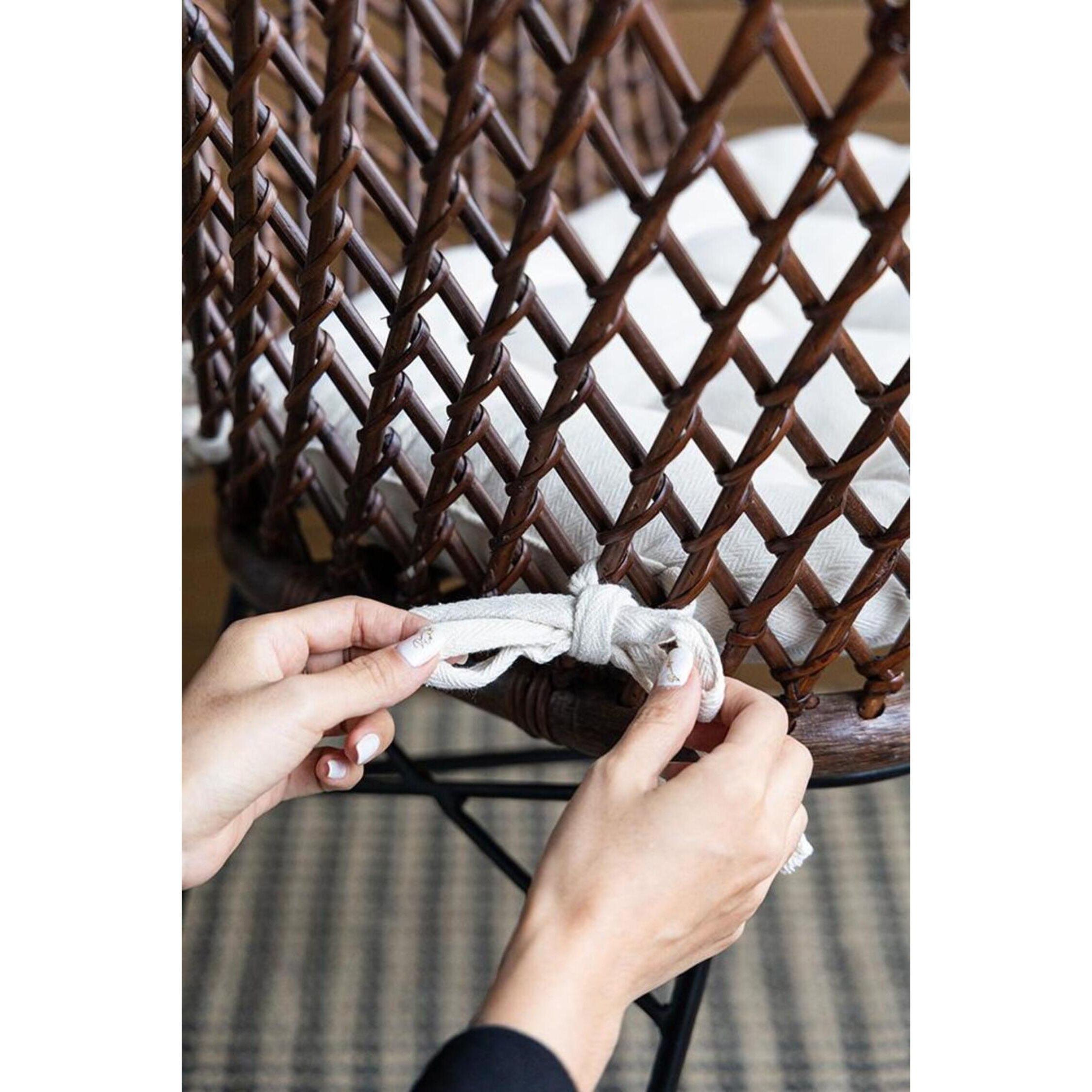 Palapa Black and Natural and White Armchair, With Cushion