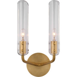 AERIN Casoria LED 8 inch Hand-Rubbed Antique Brass Double Sconce Wall Light