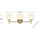 Hannah 3 Light 24 inch Warm Brass Bathroom Vanity Light Wall Light, Lighting One