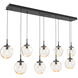 Aster LED LED Matte Black Linear Pendant Ceiling Light in 3000K LED, Zircon Inner - Amber Outer, Multi-Port