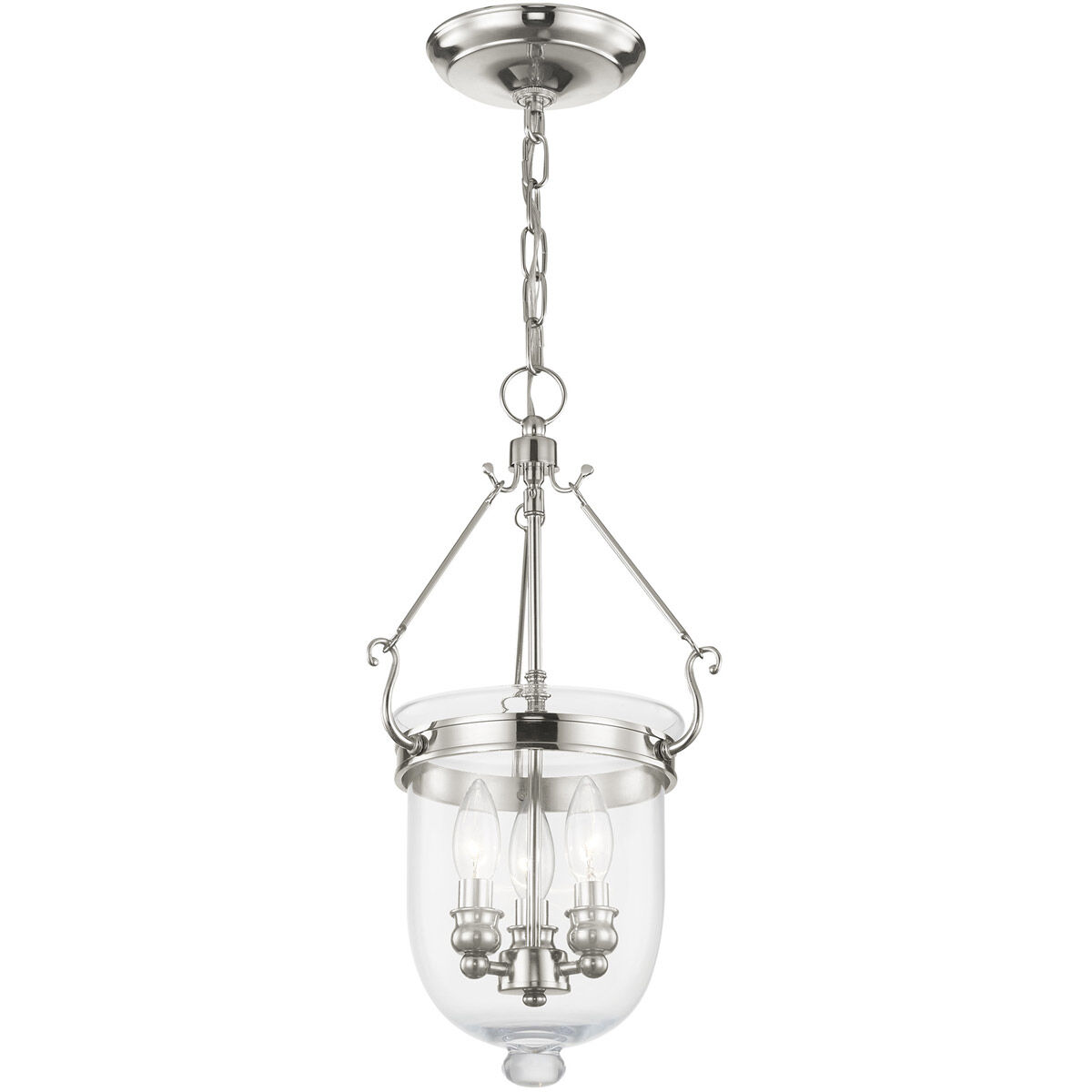 Jefferson 3 Light 10 inch Polished Nickel Chain Lantern
