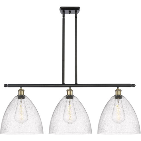 Ballston Ballston Dome Island Light Ceiling Light in Black Antique Brass, Seedy Glass