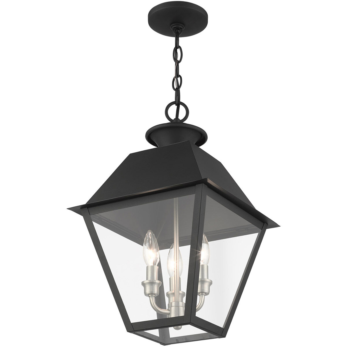 Mansfield 3 Light 12 inch Black Outdoor Pendant Lantern