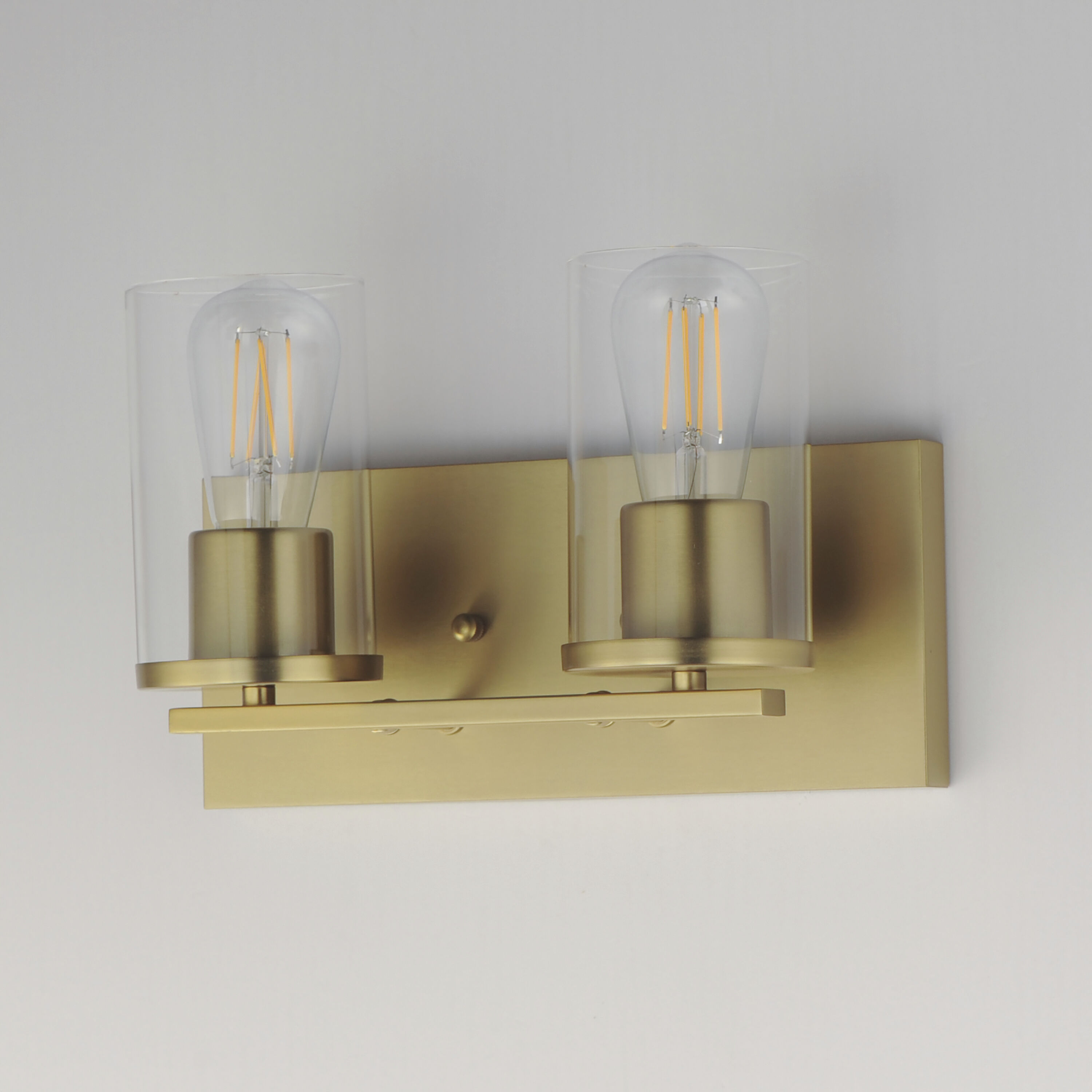 Lateral 2 Light 12 inch Satin Brass Bath Vanity Wall Light in Clear