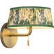 Alora Mood Scout 2 Light 8.13 inch Brushed Gold and Green Linen Wall/Vanity Light Wall Light