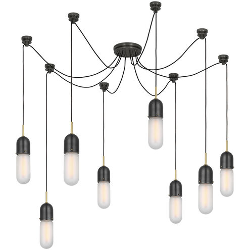 Thomas O'Brien Junio LED 9.5 inch Bronze and Brass Pendant Ceiling Light in Frosted Glass, Bronze and Hand-Rubbed Antique Brass