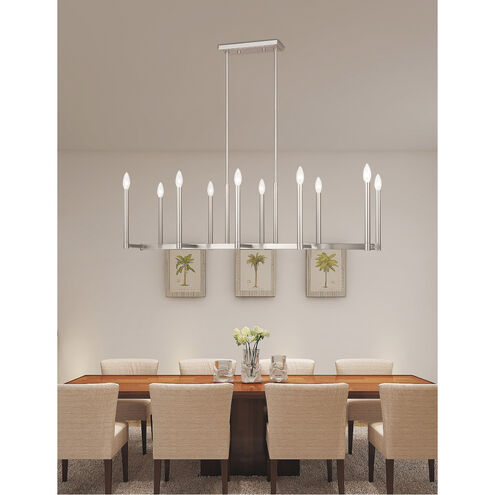 Alpine 10 Light 43 inch Brushed Nickel Linear Chandelier Ceiling Light
