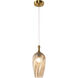 Eesha 1 Light 6.25 inch Aged Gold Brass and Amber Pendant Ceiling Light