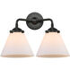 Nouveau Large Cone 2 Light 16 inch Oil Rubbed Bronze Bath Vanity Light Wall Light in Matte White Glass, Nouveau
