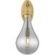 Downtown Urban Owego Armed Sconce Wall Light in Brushed Brass, Light Smoke Glass