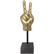 Peace Sign On Stand Antique Brass Statue