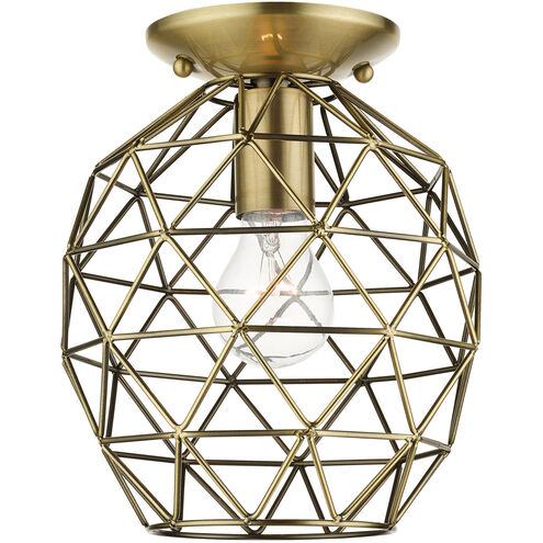 Geometrix 1 Light 8 inch Antique Brass Flush Mount Ceiling Light