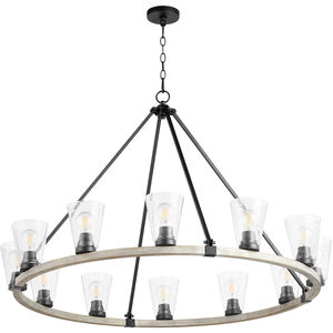 Paxton 12 Light 46 inch Noir and Weathered Oak Chandelier Ceiling Light