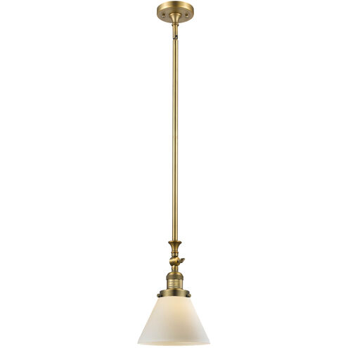 Franklin Restoration Cone LED 8 inch Brushed Brass Mini Pendant Ceiling Light in Matte White, Franklin Restoration