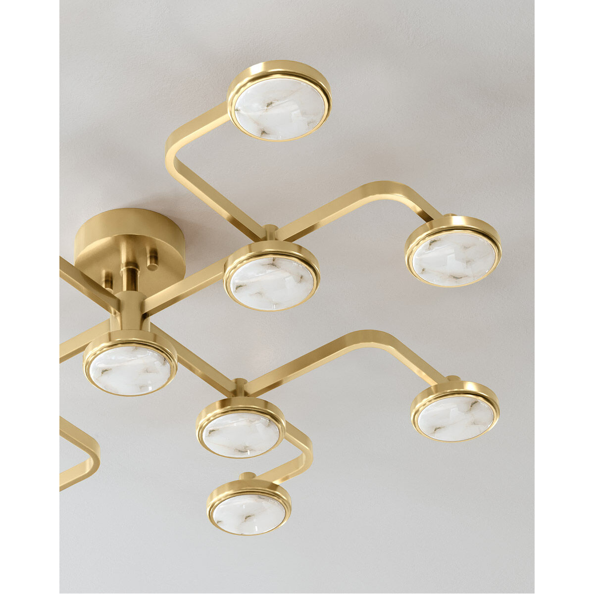 Meander LED 43.25 inch Aged Brass Semi Flush Ceiling Light