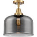 Franklin Restoration X-Large Bell 1 Light 12 inch Brushed Brass Flush Mount Ceiling Light in Plated Smoke Glass