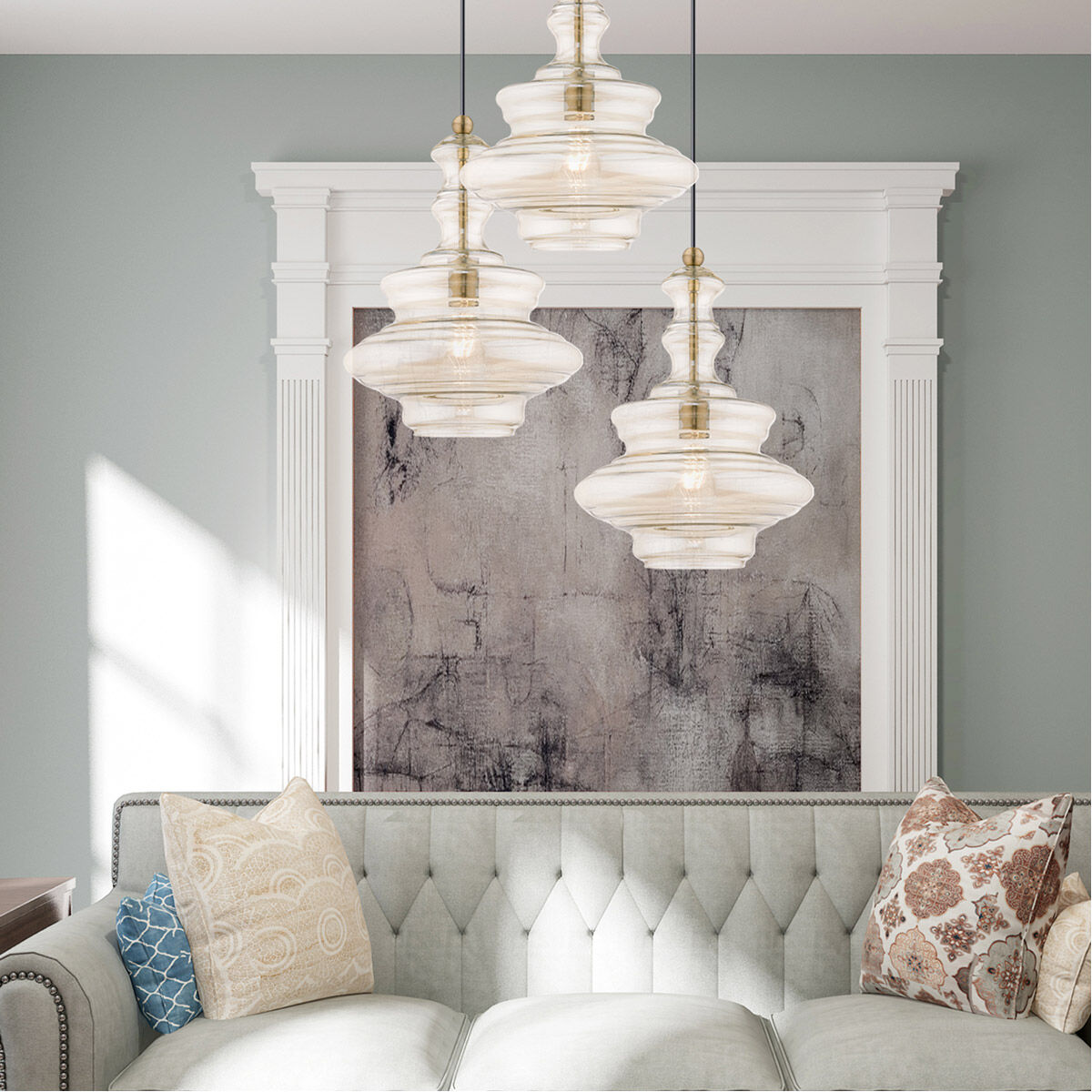Antique brass mini pendant light sale