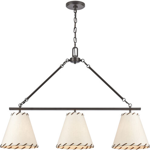 Marion 3 Light 36 inch Oil Rubbed Bronze with White Linear Chandelier Ceiling Light