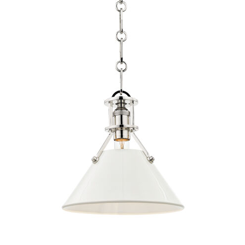 Painted No.2 1 Light 9.5 inch Polished Nickel Pendant Ceiling Light in Polished Nickel/Off White