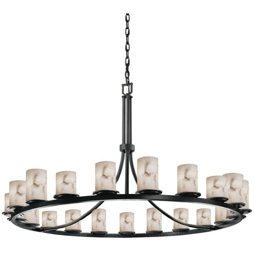 LumenAria 21 Light 60 inch Matte Black Chandelier Ceiling Light in Cylinder with Flat Rim